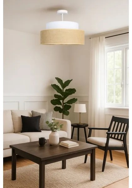 Lampadario a plafone BOHO 1xE27/60W/230V diametro 40 cm bianco/beige