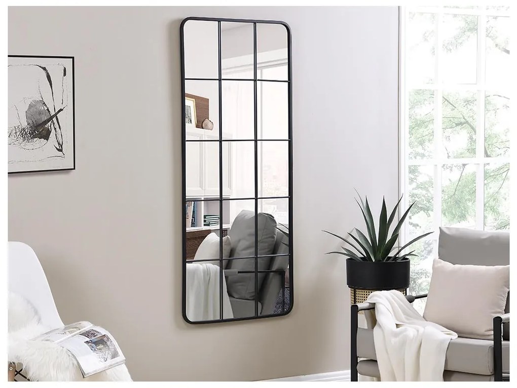 Specchio finestra industriale L.60 x H.140 cm in Metallo Nero - SCIARA