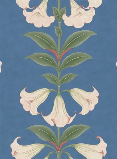 Cole & Son Carta da parati Angels Trumpet - Ballet Slipper/ Sage on Cerulean Sky