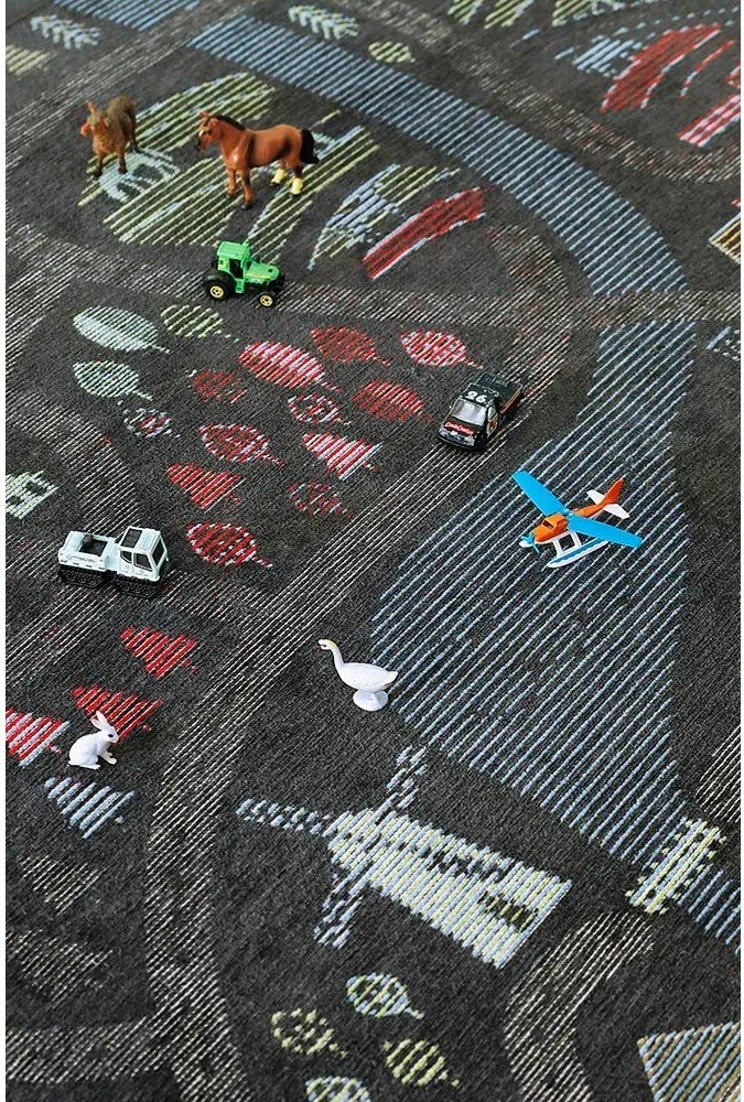 Tappeto nero reversibile per bambini, 160 x 230 cm Ülejõe - Narma