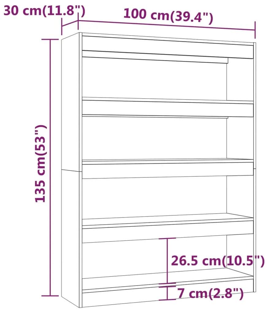 Libreria/Divisorio Rovere Sonoma 100x30x135 cm