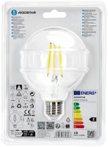 Lampadina LED G95 E27/10W/230V 6500K - Aigostar
