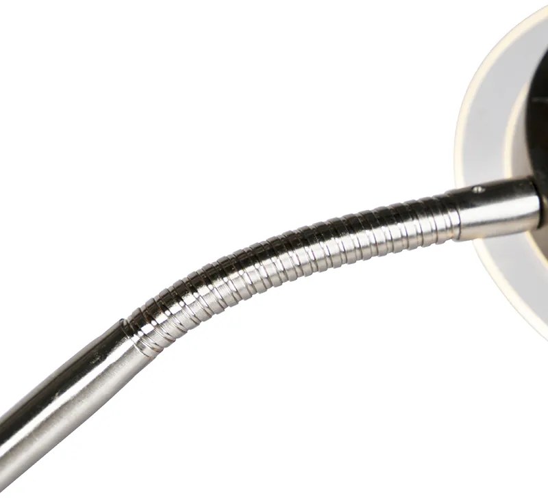 Lampada da terra moderna in acciaio e vetro con braccio di lettura incl. LED - Divine