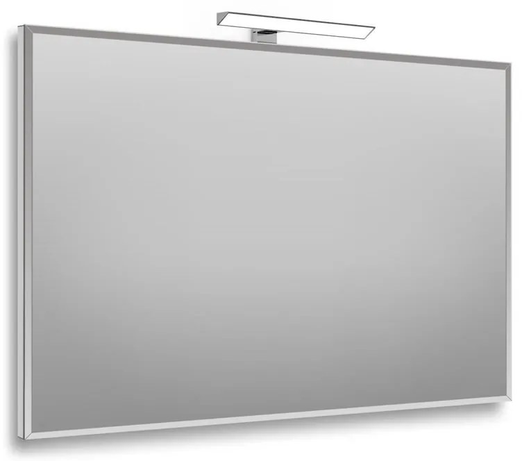 Specchio con illuminazione integrata bagno rettangolare Bisellata L 100 x H 70 x P 2.5 cm grigio / argento