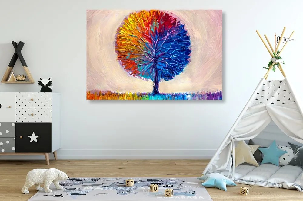 Stampa su tela – Albero acquerello colorato