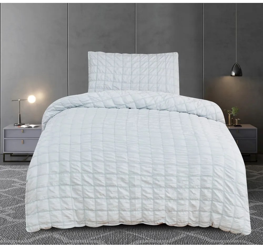 Biancheria da letto in grigio chiaro in crêpe per letto singolo 140x200 cm Naomi – My House