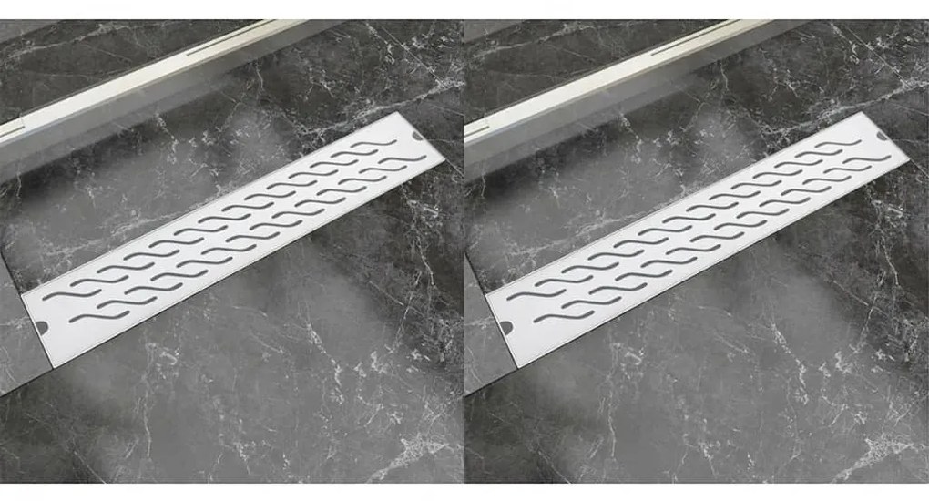 Scarichi Doccia Lineari 2pz Design Onde 630x140 Mm Acciaio Inox /