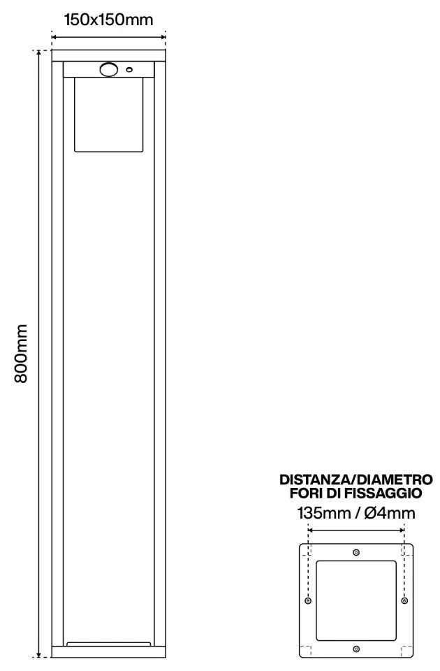 Paletto Lanterna Solare 80cm Corten con Sensore + Picchetto Colore  Bianco Naturale 4.000K