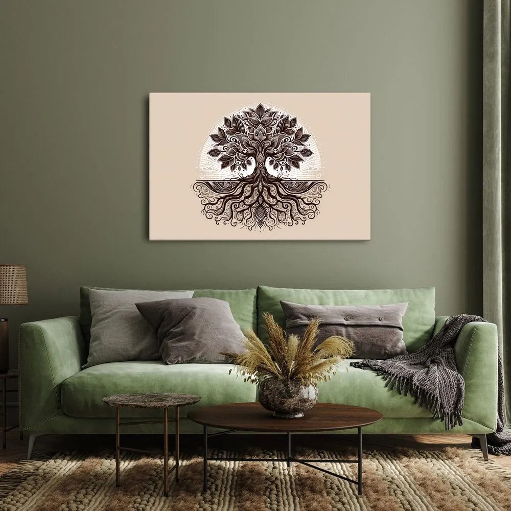 Quadro su tela – Elegante albero della vita con radici