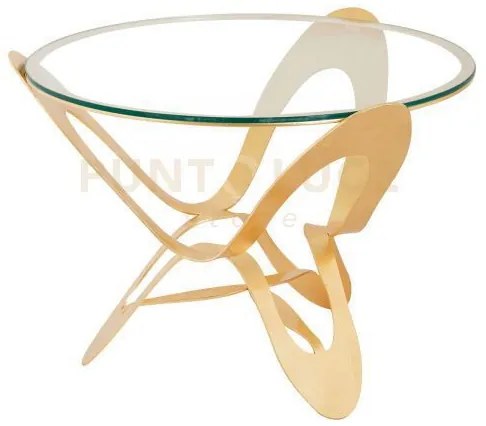Tavolo contemporaneo originale ninfa oro in ferro e vetro diam.65x5...