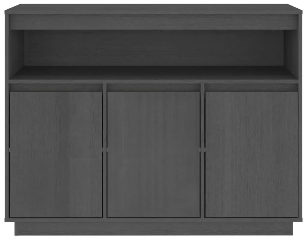 Credenza Grigia 104,5x34x80 cm in Legno Massello di Pino