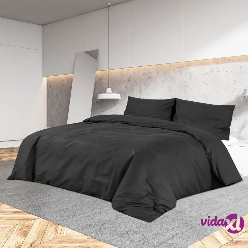 vidaXL Set Copripiumino Nero 140x200 cm in Cotone