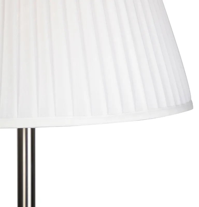 Lampada da terra moderna in acciaio con paralume plissettato bianco 45 cm - Simplo