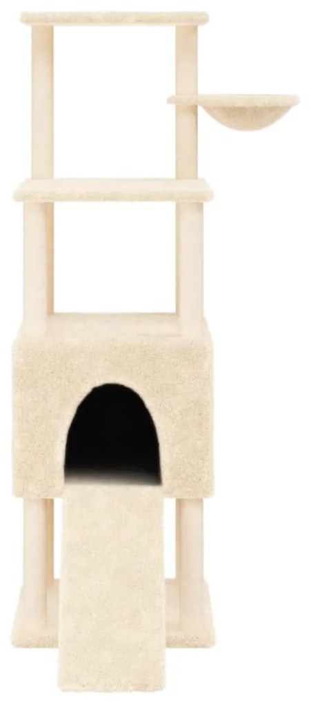 Albero per gatti con tiragraffi in sisal crema 153 cm