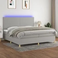 Letto a Molle Materasso e LED Grigio Chiaro 200x200 cm Tessuto cod mxl 63369