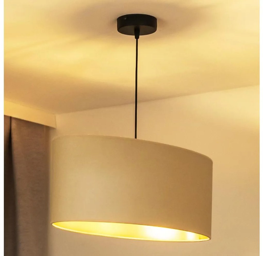 Duolla - Lampadario a sospensione con filo OVAL VEGAN 1xE27/15W/230V color crema
