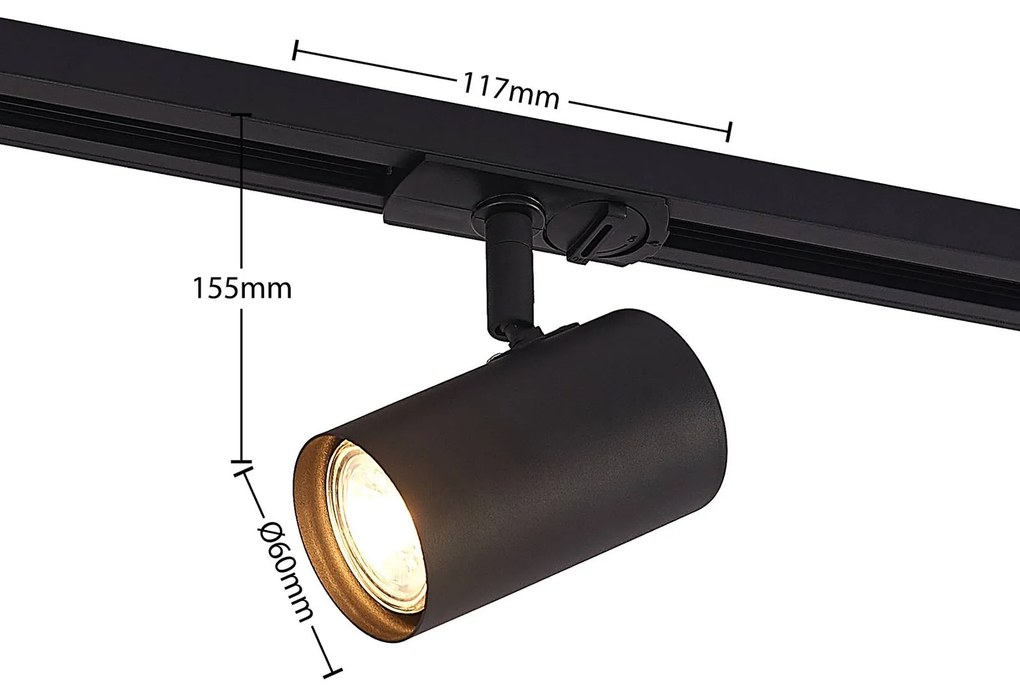 Sistema binario monofase Lindby, GU10, a 3 luci, nero