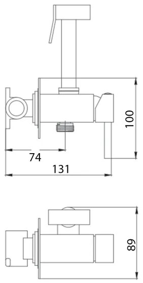 Aqualine - Rubinetto per bidet con doccia da incasso opaco nero