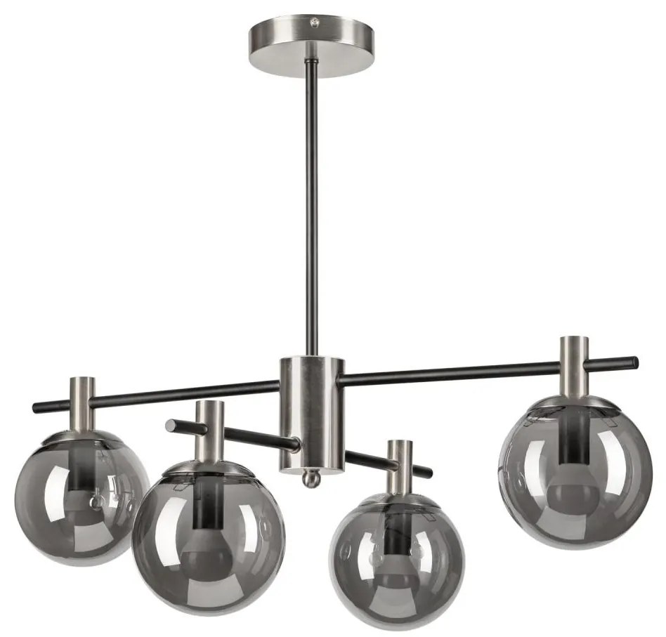 Lampadario a sospensione con supporto rigido LILOU 4xE14/5W/230V cromo opaco/fumé