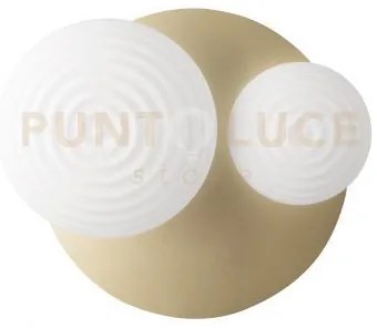 Plafoniera tondo/2 oro base oro 2 vetri bianco opaco 1 luce attacco...