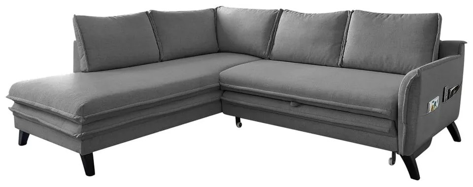 Divano letto angolare grigio L, angolo sinistro Charming Charlie - Miuform