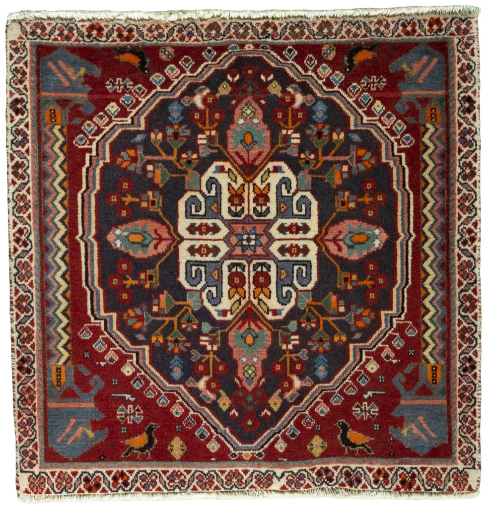 Shiraz Tappeto 60 x 60 Rosso (Iran) Annodato A Mano