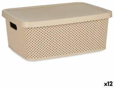 Scatola portaoggetti con coperchio Beige Plastica 13 L 28 x 15 x 39 cm (12 Unità)