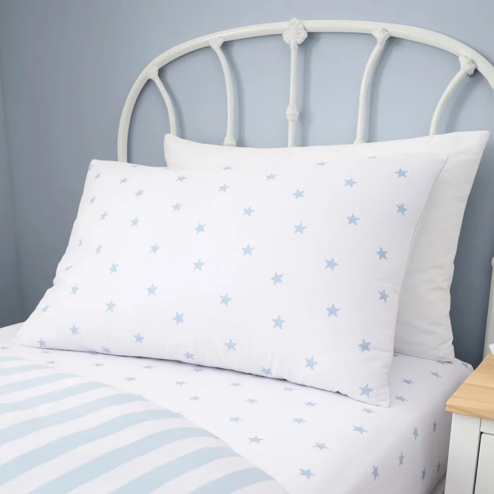 Set copripiumino e federa da bambini bianco e blu in cotone per letto singolo 135x200 cm Mini Star &amp; Stripes – Bianca