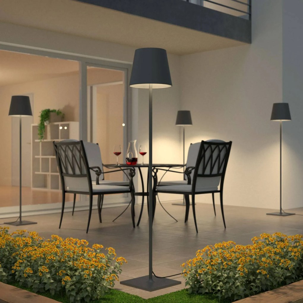 Lucande Lampada per terrazza Andrei, grigio, altezza 150 cm, IP54, E27