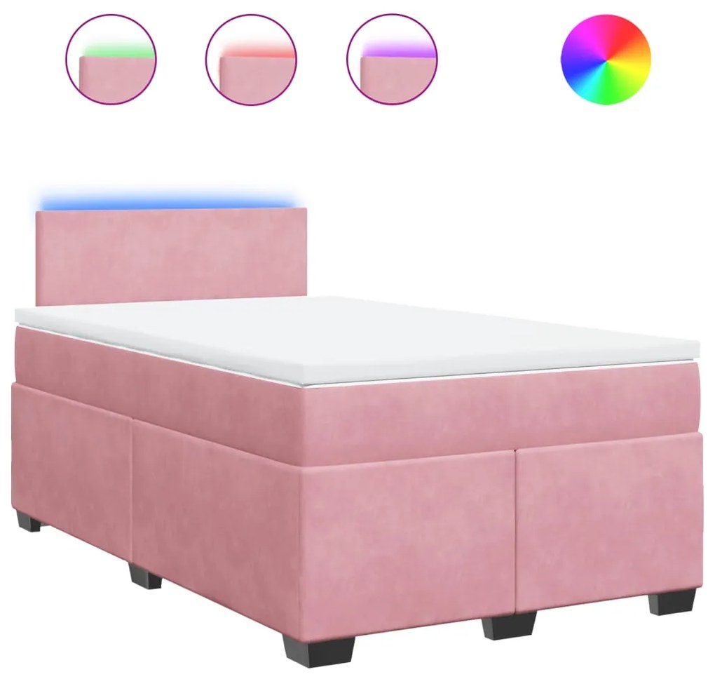 Giroletto a molle con materasso rosa 120x190 cm in velluto