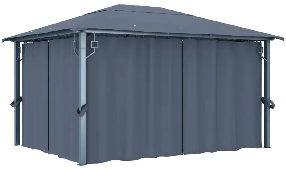Gazebo Con Tenda 400 X 300 Cm Antracite İn Alluminio /