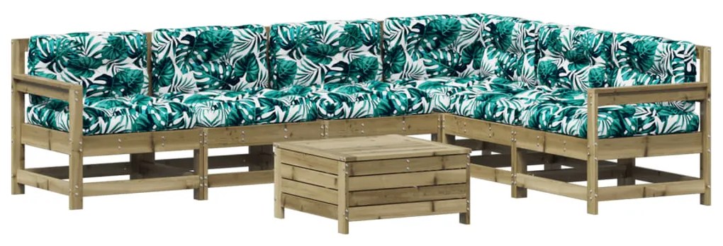 Set divani da giardino 7pz con cuscini legno impregnato di pino