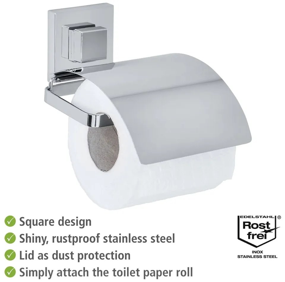 Porta carta igienica autoportante Vacuum-Loc, 14 x 13 cm Quadro - Wenko