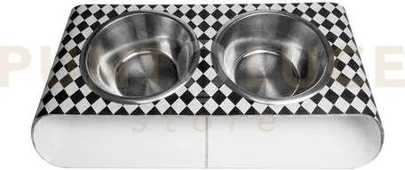 Portaciotole doppio piccolo pet bianco e nero