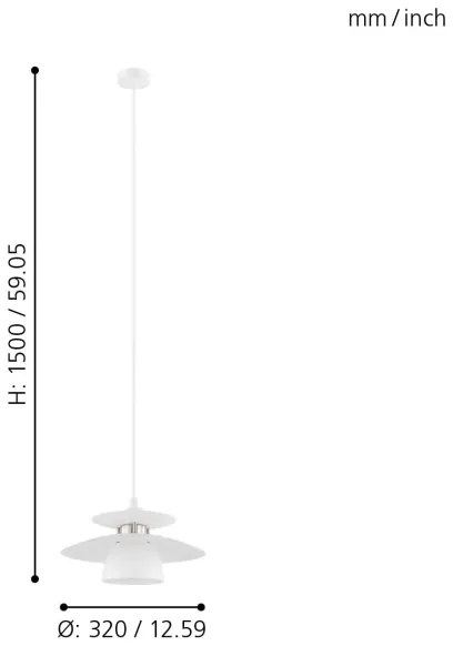 Eglo 98734 - Lampadario a sospensione con filo BRENDA 1xE27/40W/230V