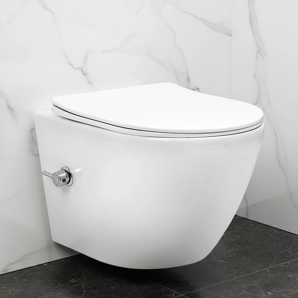 Vaso WC sospeso REA Carlo Lux Rimless con funzione bidet