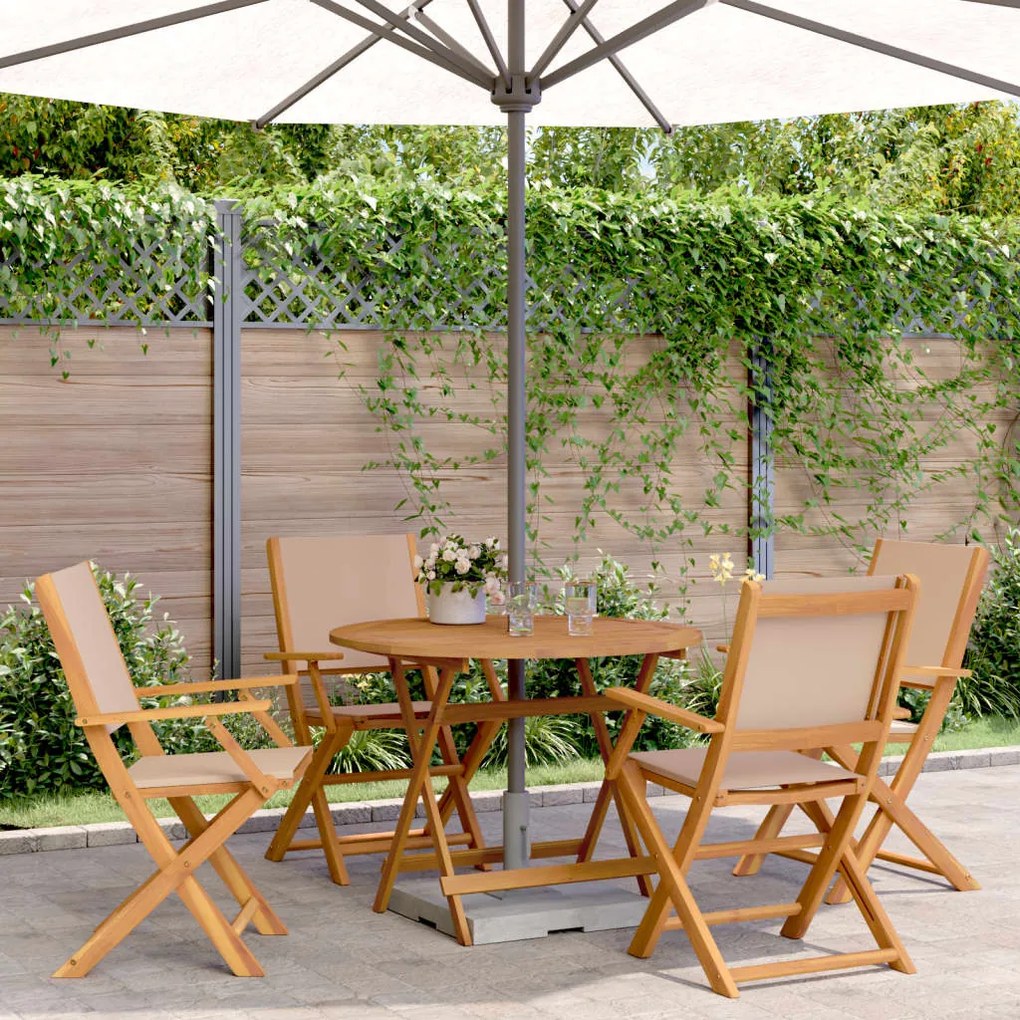 Set Da Pranzo Da Giardino 5 Pz Tortora Tessuto E Legno Massello /