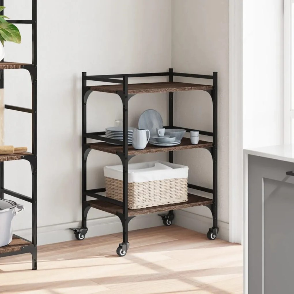 Carrello cucina rovere marrone 50x35x75,5 cm legno multistrato