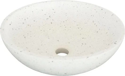 Lavabo da appoggio Terrazzo tondo in cemento bianco piletta inclusa