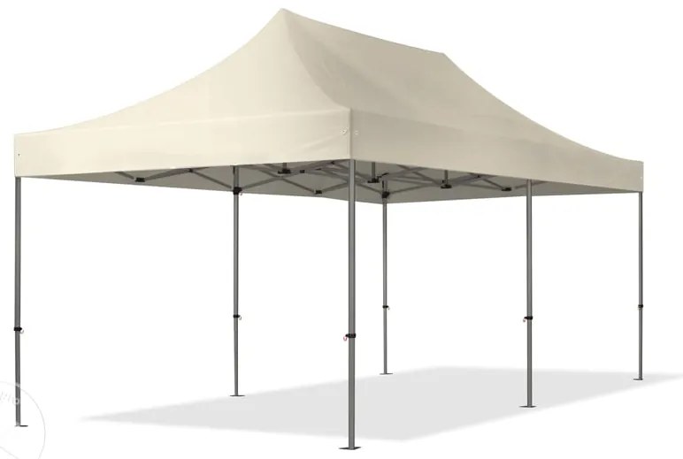 TOOLPORT 3x6m gazebo pieghevole con laterali (finestre panoramiche), PREMIUM acciaio, crema - (600071)