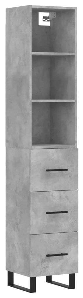 Credenza grigio cemento 34,5x34x180 cm in legno multistrato