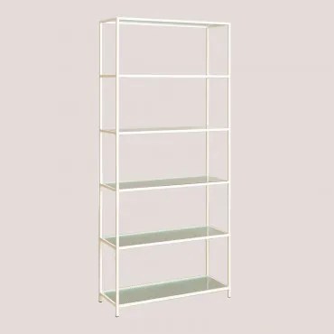 Scaffalatura verticale in metallo e vetro Beige Crema - Sklum