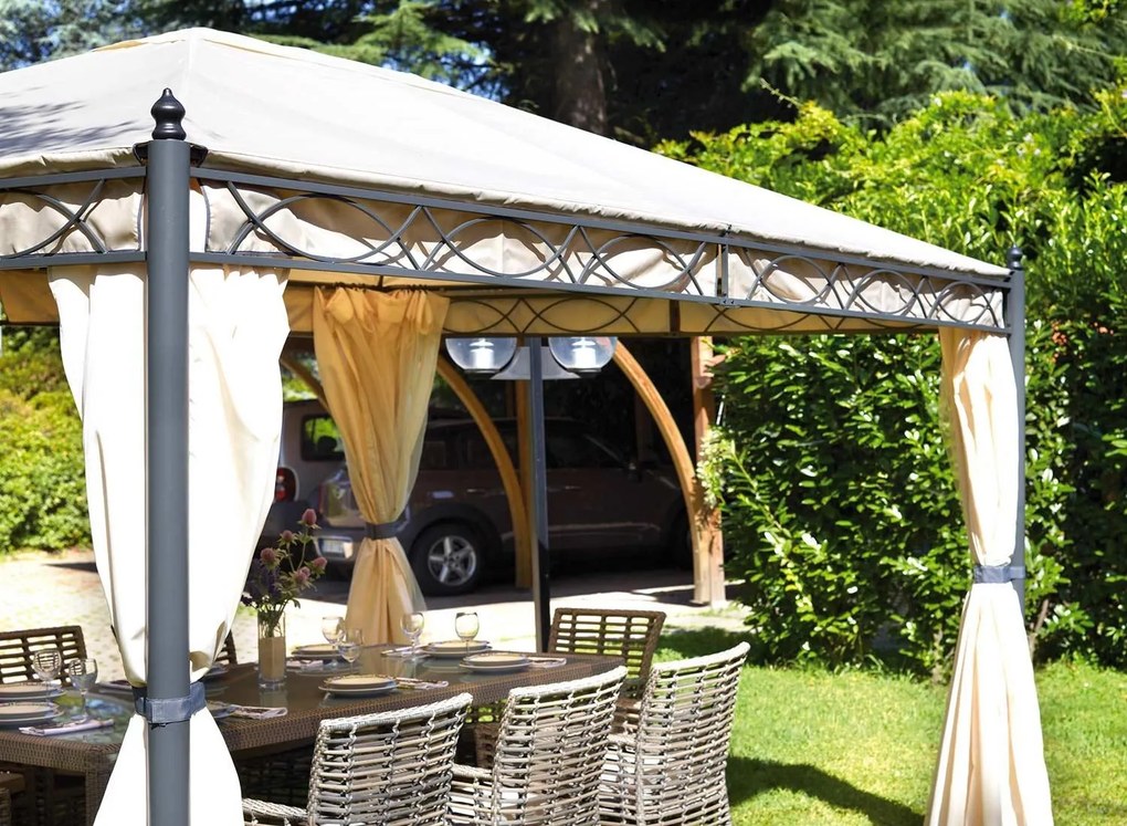 Gazebo da Giardino in Ferro 3X4m Vorghini Iron Sabbia...
