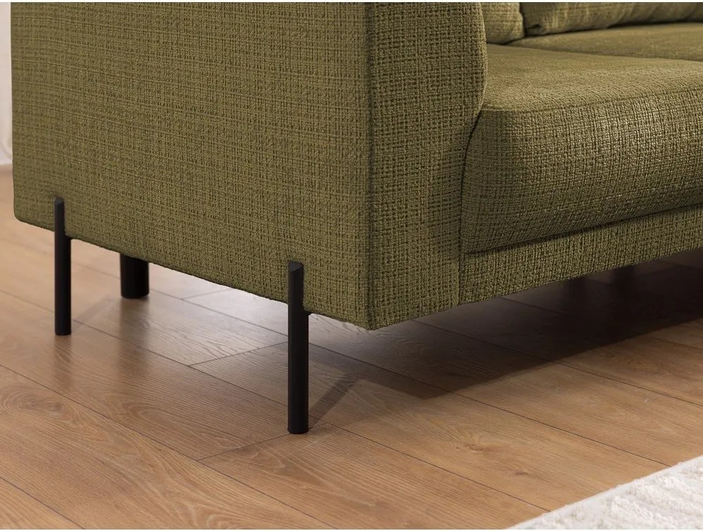 Divano angolare verde (con penisola a destra/a L) con rivestimento in ciniglia Mauris – Ropez