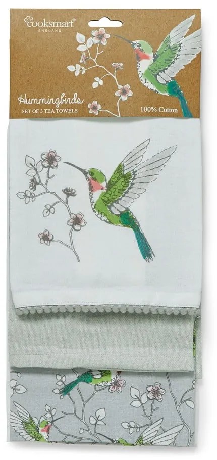 Asciugamani in cotone in set da 3 45x65 cm Hummingbirds - Cooksmart ®