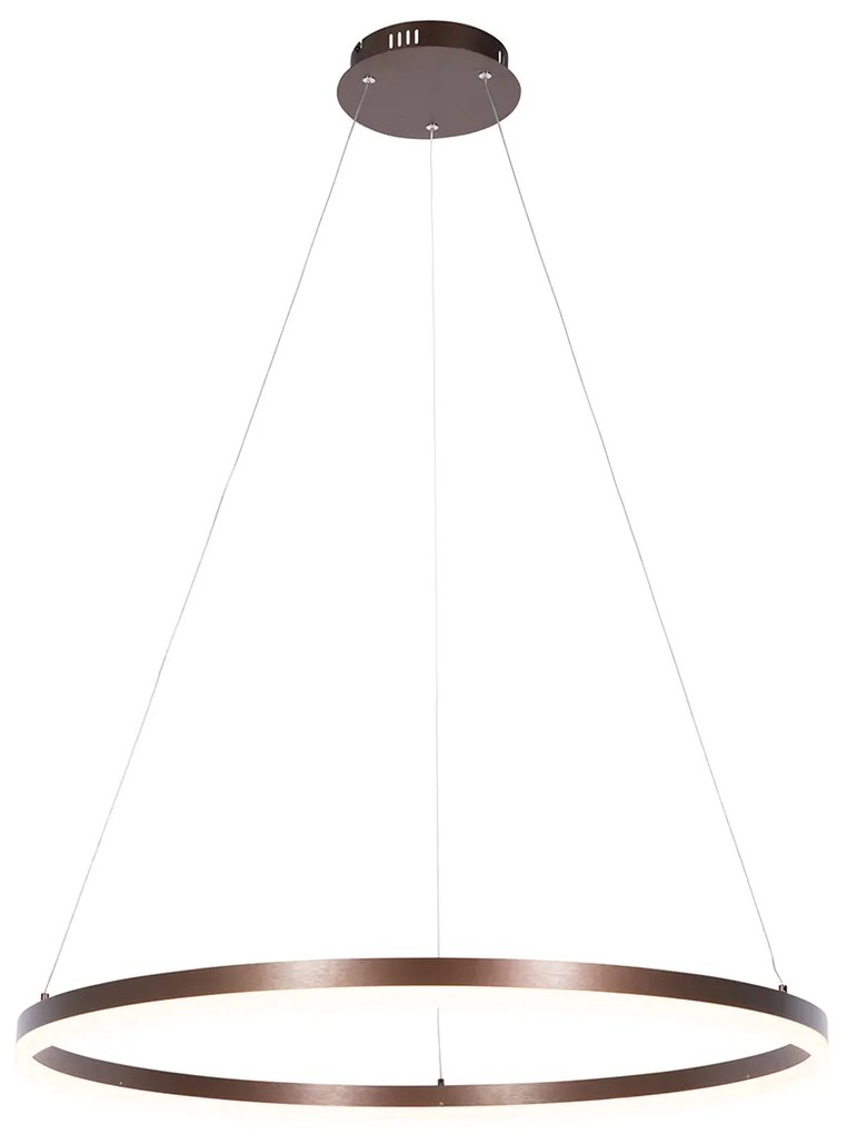 Lampada a sospensione in bronzo scuro 80 cm con LED dimmerabile a 3 livelli - Anello