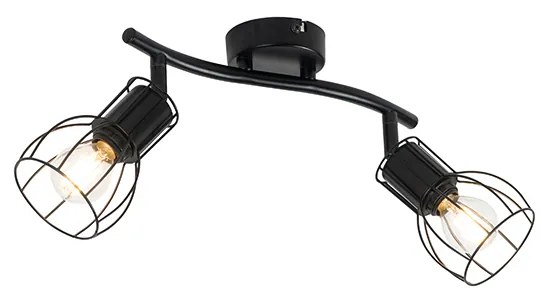 Faretto da soffitto moderno nero 2 luci orientabile - Botu