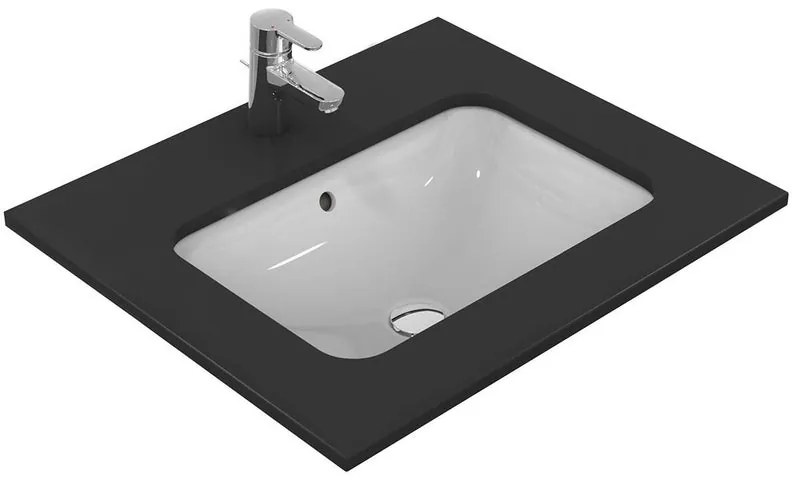 Lavabo da appoggio Connect a incasso rettangolare in ceramica L 58 x P 41 x H 17.5 cm bianco