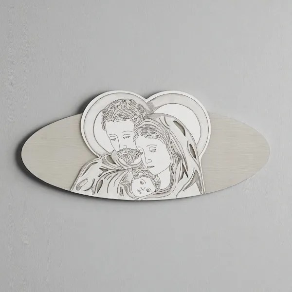 Capezzale ovale Sacra Famiglia 59x119 cm in legno laminato Modello 1