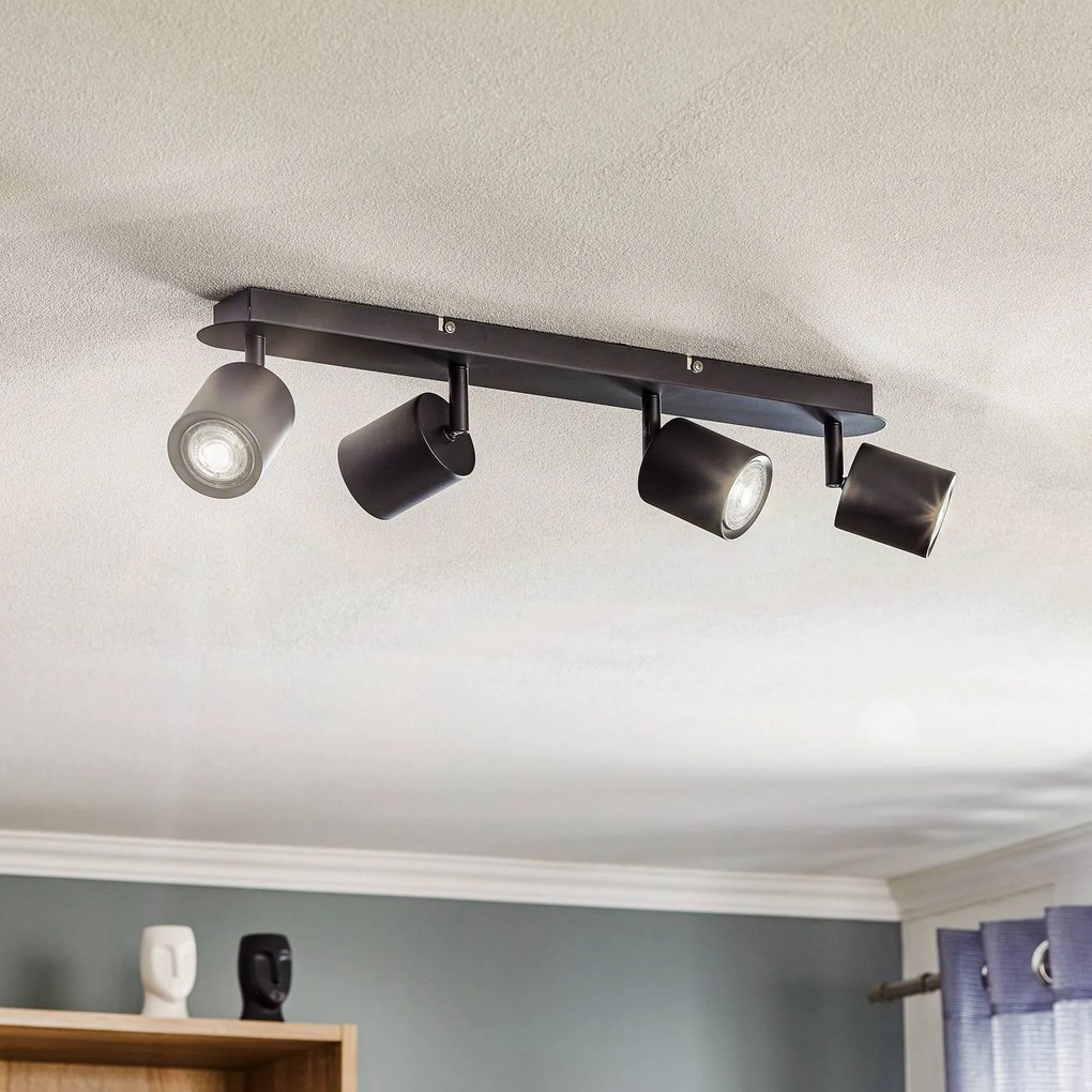 Luminex Spot soffitto Modo di metallo, nero 4 luci